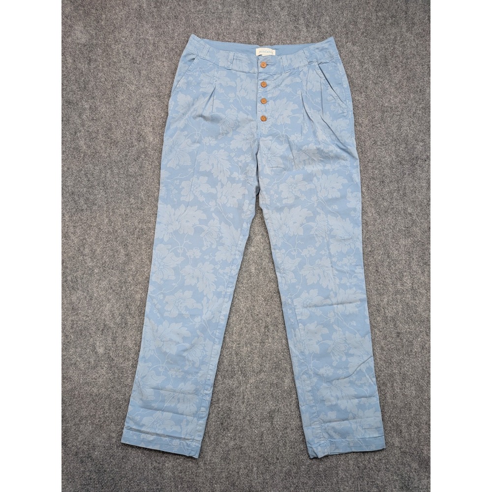 Sundance Bastille Pants Size 6‎ Blue Button Fly Pleated Floral Tropical Beachy